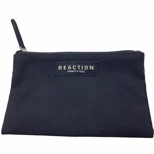 Kenneth Cole Reaction Clutch Purse Black Zip Top Canvas 7" x 4.5" Party